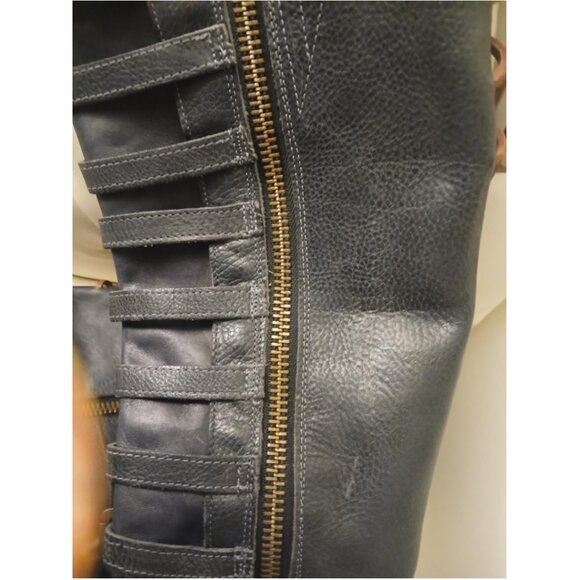 Freebird Rylan Over Knee High Buckle Strappy Navy Blue Real Leather Boots 9 - Picture 6 of 17